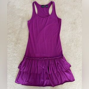 Kersh Magenta Racerback Tiered Dress